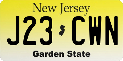NJ license plate J23CWN