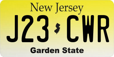 NJ license plate J23CWR