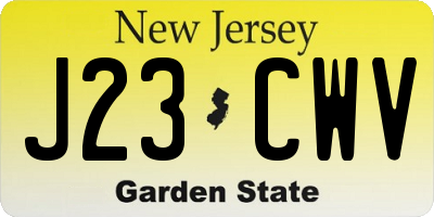 NJ license plate J23CWV