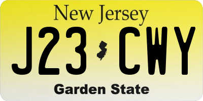 NJ license plate J23CWY