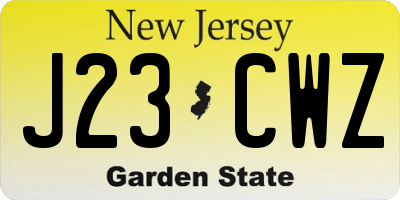 NJ license plate J23CWZ