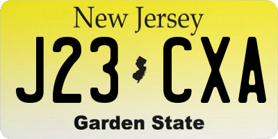 NJ license plate J23CXA