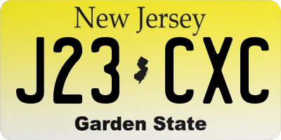 NJ license plate J23CXC
