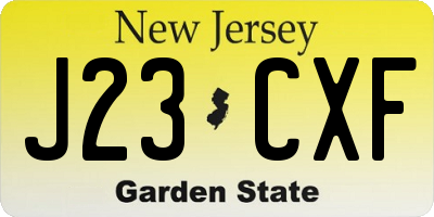 NJ license plate J23CXF