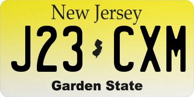 NJ license plate J23CXM