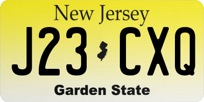 NJ license plate J23CXQ