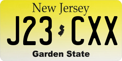 NJ license plate J23CXX