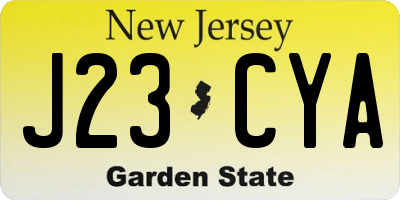NJ license plate J23CYA