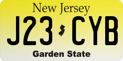 NJ license plate J23CYB