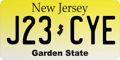 NJ license plate J23CYE