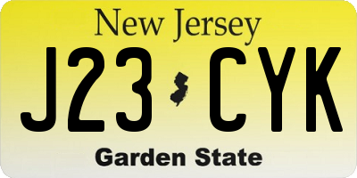 NJ license plate J23CYK
