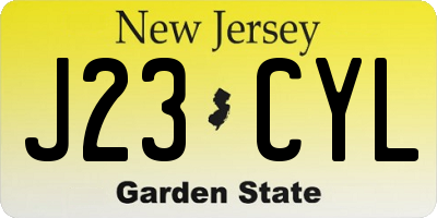 NJ license plate J23CYL