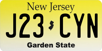 NJ license plate J23CYN