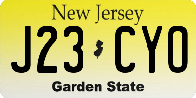 NJ license plate J23CYO