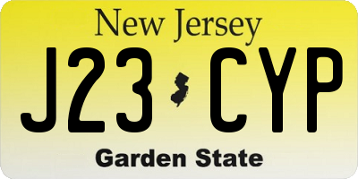 NJ license plate J23CYP