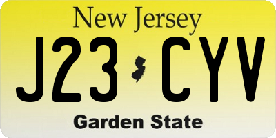 NJ license plate J23CYV