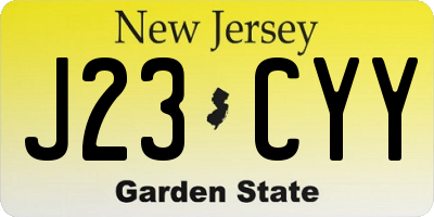 NJ license plate J23CYY
