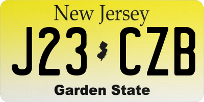 NJ license plate J23CZB