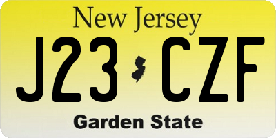 NJ license plate J23CZF