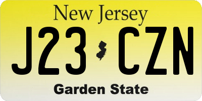 NJ license plate J23CZN