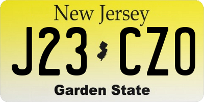 NJ license plate J23CZO