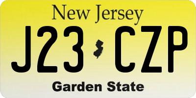 NJ license plate J23CZP