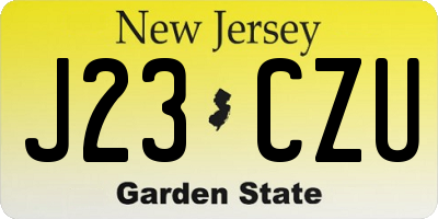 NJ license plate J23CZU