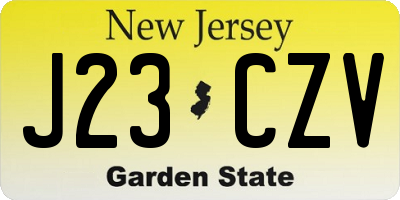 NJ license plate J23CZV