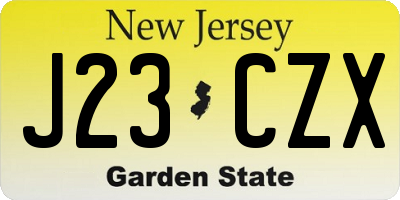 NJ license plate J23CZX