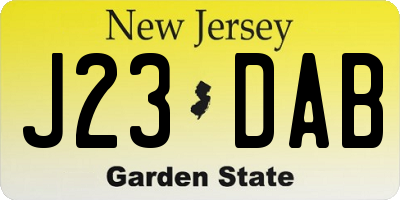 NJ license plate J23DAB