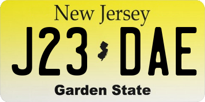 NJ license plate J23DAE