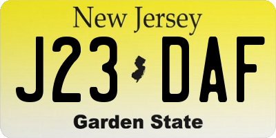 NJ license plate J23DAF