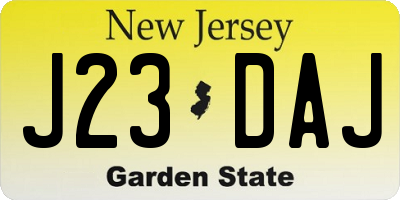 NJ license plate J23DAJ