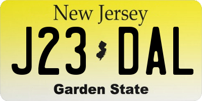 NJ license plate J23DAL