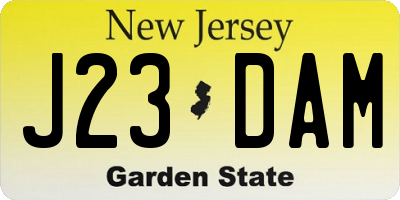 NJ license plate J23DAM