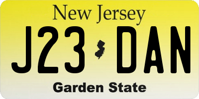 NJ license plate J23DAN