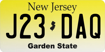 NJ license plate J23DAQ