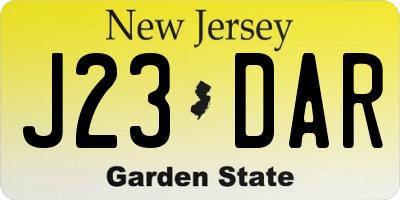 NJ license plate J23DAR