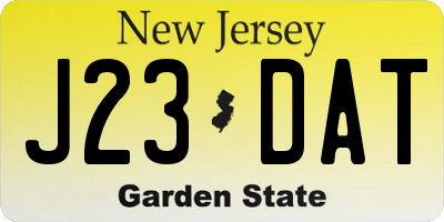 NJ license plate J23DAT