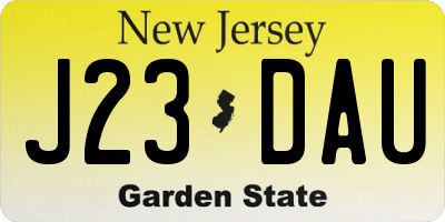 NJ license plate J23DAU