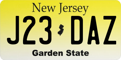 NJ license plate J23DAZ