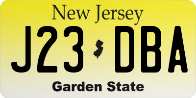 NJ license plate J23DBA