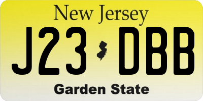 NJ license plate J23DBB