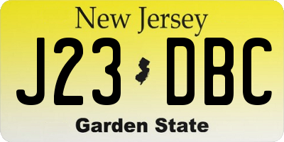 NJ license plate J23DBC