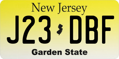 NJ license plate J23DBF