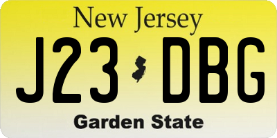 NJ license plate J23DBG