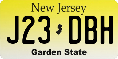 NJ license plate J23DBH