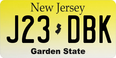 NJ license plate J23DBK
