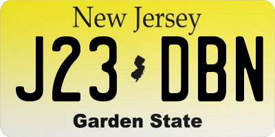 NJ license plate J23DBN