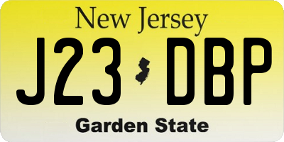NJ license plate J23DBP
